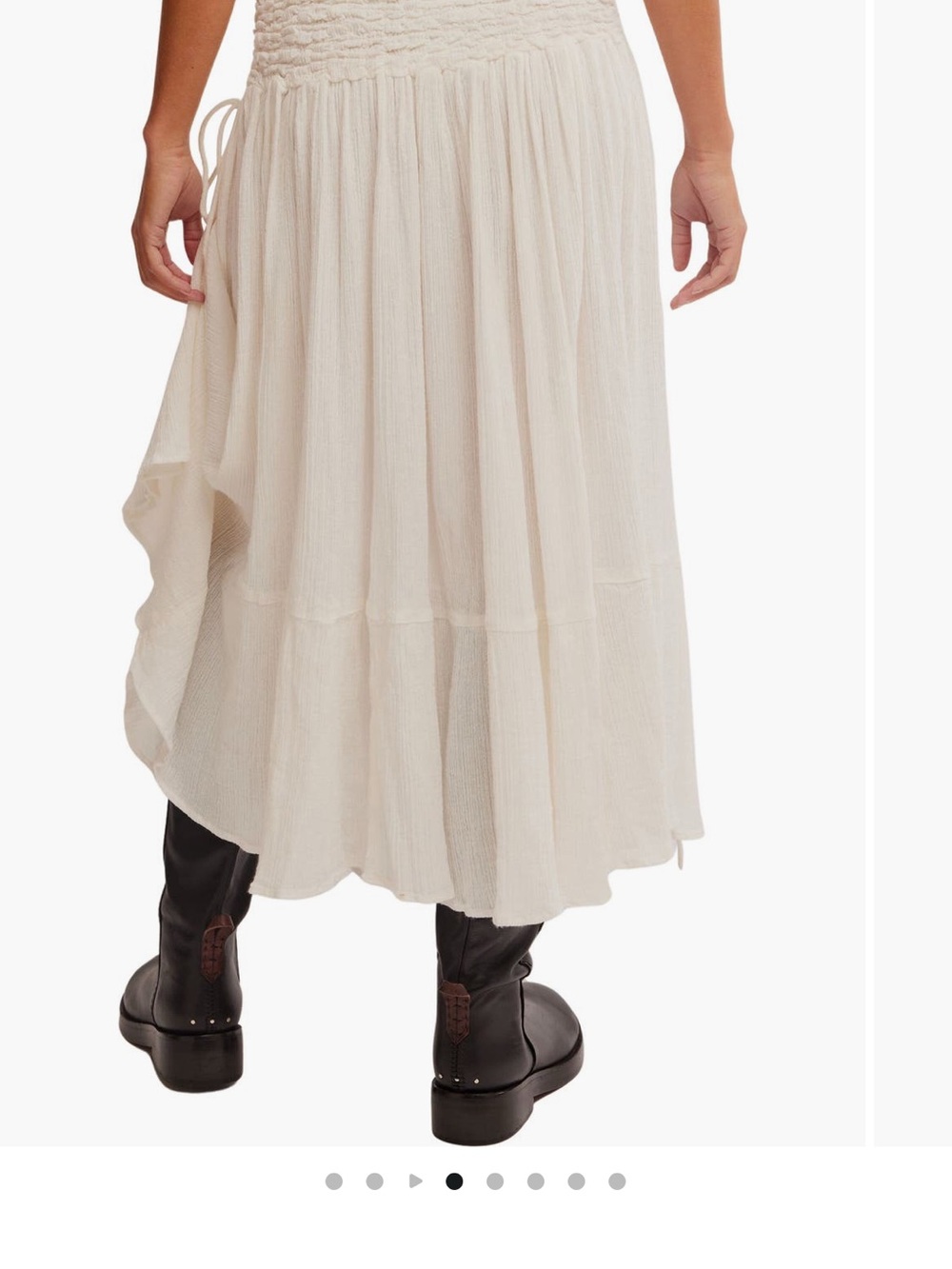 Free People Cream Smocked Convertible Boho Dress/Skirt - Picture 6 of 10